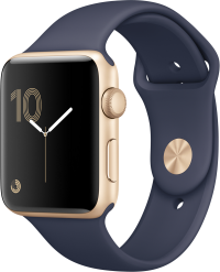 Apple Watch Series 2 (42 mm) Altın Rengi Alüminyum Kasa ve Gece Mavisi Spor Kordon resim