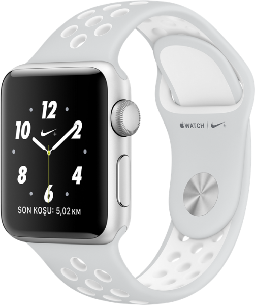 Apple Watch Nike+ Series 2 (38 mm) Gümüş Rengi Alüminyum Kasa ve Saf Platin/Beyaz Nike Spor Kordon Akıllı Saat