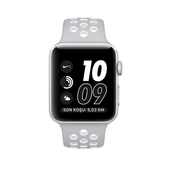 Apple Watch Nike+ Series 2 (42 mm) Gümüş Rengi Alüminyum Kasa ve Saf Platin/Beyaz Nike Spor Kordon Akıllı Saat