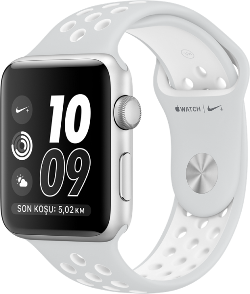 Apple Watch Nike+ Series 2 (42 mm) Gümüş Rengi Alüminyum Kasa ve Saf Platin/Beyaz Nike Spor Kordon Akıllı Saat