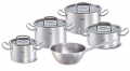Fissler Original-Profi Collection Cam Kapaklı 9 Parça Çelik Tencere ve Tava Seti resim