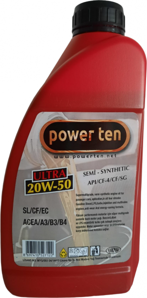 Powerten Ultra 20W-50 Motor Yağı (0.9 litre)