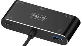 Go Des Type-C to HDMI VGA USB AUX Dönüştürücü