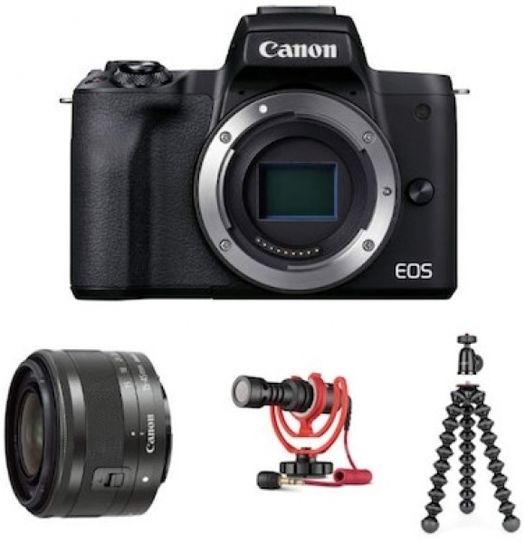 Canon EOS M50 Mark II Vlogger Kit Aynasız Fotoğraf Makinesi (15-45 mm)