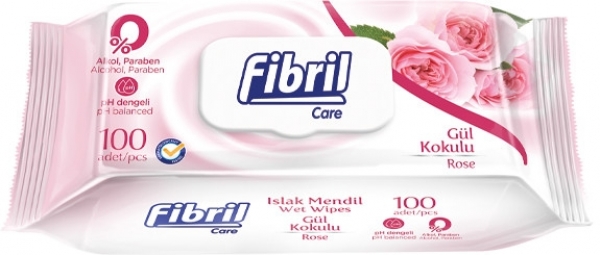Fibril Gül Kokulu Islak Mendil (100 Yaprak)