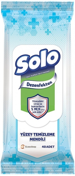 Solo Dezenfektan Yüzey Temizleyici Islak Mendil