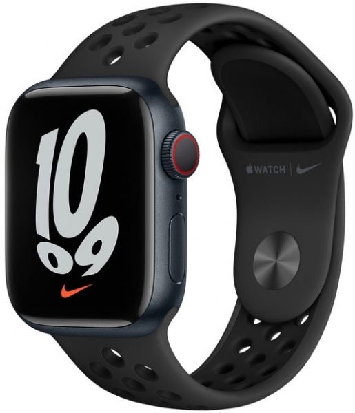 Apple Watch Nike Series 7 Cellular 41mm Gece Yarısı Alüminyum Kasa ve Nike Spor Kordon Akıllı Saat