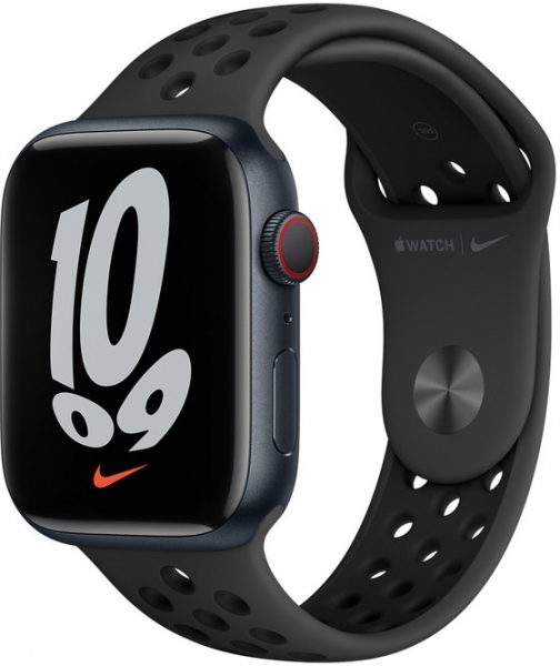 Apple Watch Nike Series 7 Cellular 45mm Gece Yarısı Alüminyum Kasa ve Nike Spor Kordon Akıllı Saat
