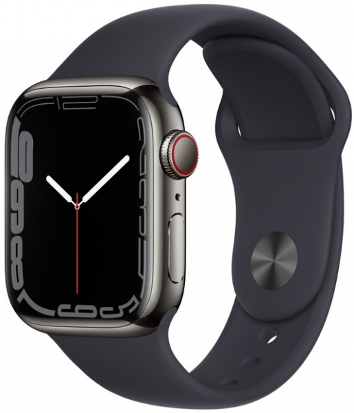 Apple Watch Series 7 Cellular 41mm Paslanmaz Çelik Kasa ve Spor Kordon Akıllı Saat