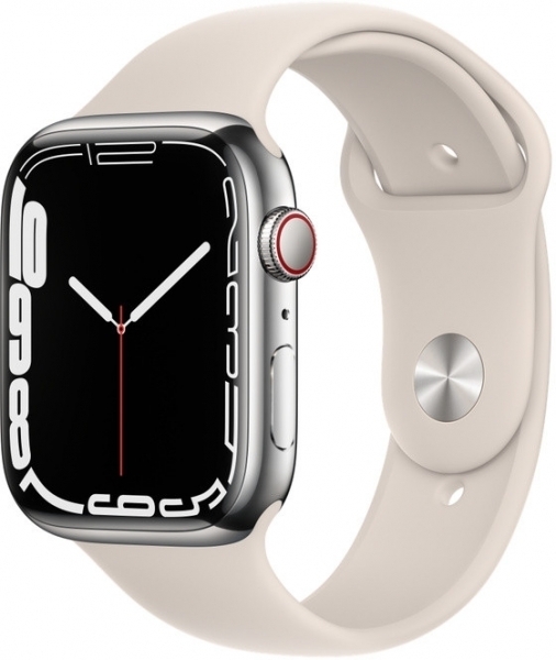 Apple Watch Series 7 Cellular 41mm Paslanmaz Çelik Kasa ve Spor Kordon Akıllı Saat