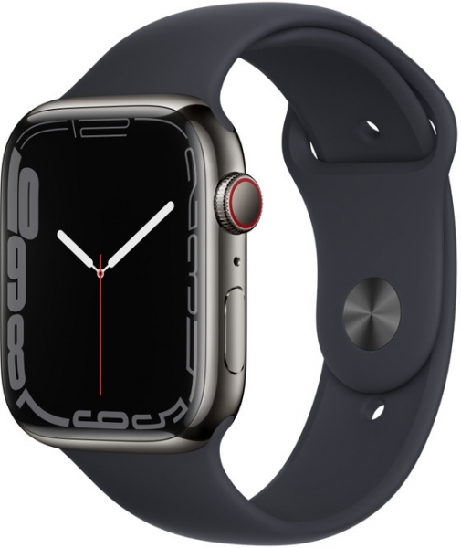 Apple Watch Series 7 Cellular 45mm Paslanmaz Çelik Kasa ve Spor Kordon Akıllı Saat
