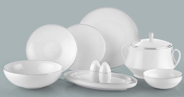 Fidex Home Bone Porselen Platin 60 Parça Yemek Takımı