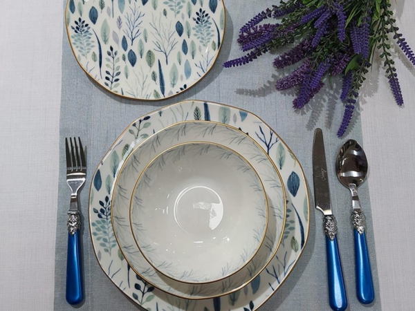 Fidex Home Blue Leaf 24 Parça Yemek Takımı