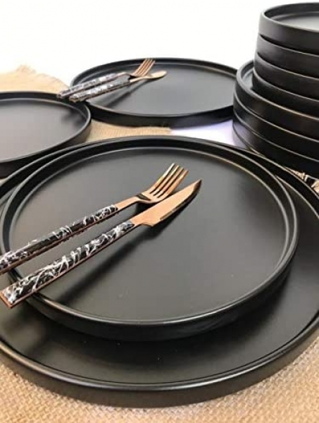 Gulhanile Stackable Mat Siyah 12 Parça Kahvaltı Takımı