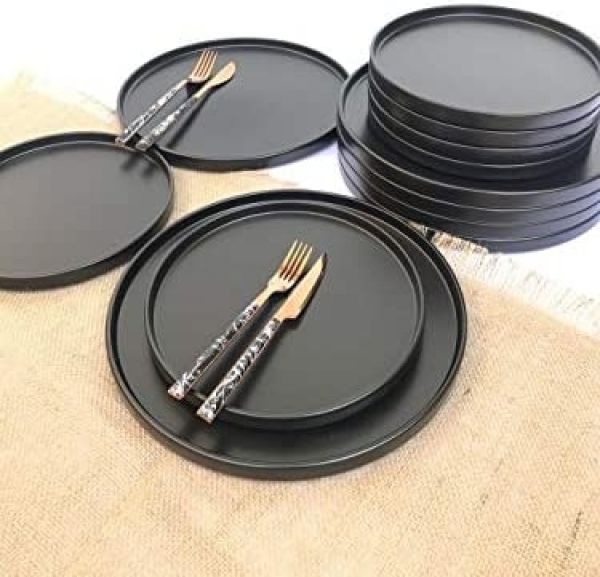 Gulhanile Stackable Mat Siyah 12 Parça Kahvaltı Takımı