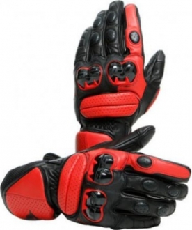 Dainese Impeto D-Dry Black Lava Red Motosiklet Eldiveni