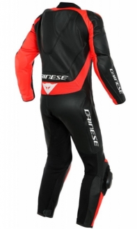 Dainese Assen 2 Perforeli Deri Tulum Siyah Kırmızı Motosiklet Montu