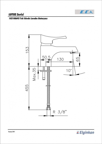 E.C.A. Lotus 2102108693 Lavabo Bataryası