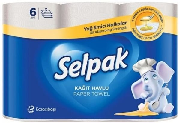 Selpak Yağ Emici Kağıt Havlu 6 Rulo