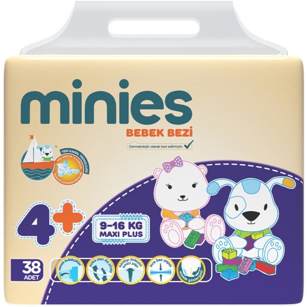 Minies 4+ Beden 38 Adet Bebek Bezi