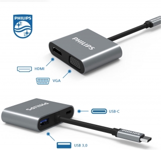 Philips Type-C to HDMI VGA USB 3.0 USB-C Dönüştürücü