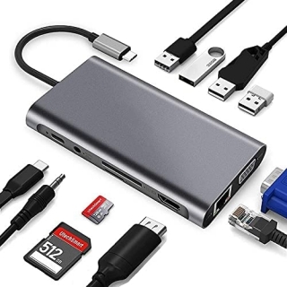 Codegen USB-C to USB 3.0 RJ45 VGA HDMI PD TF SD AUX Dönüştürücü