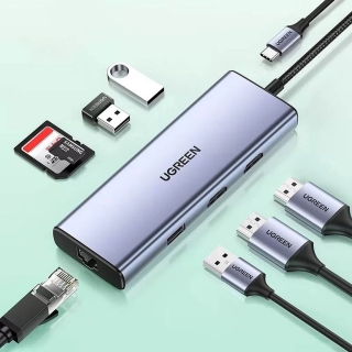 Ugreen 90119 Type-C to HDMI USB 3.0 RJ45 USB-C TF SD Dönüştürücü