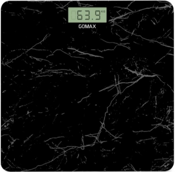 Gomax Mermer Desenli Siyah Dijital Cam Baskül Dijital Banyo Tartısı