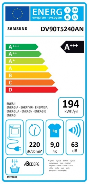 Samsung DV90T5240AN/AH Isı Pompalı Kurutma Makinesi