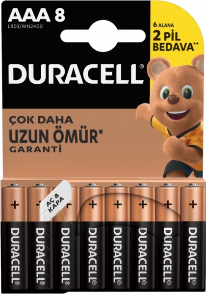 Duracell Basic AAA 8'li İnce Kalem Pil