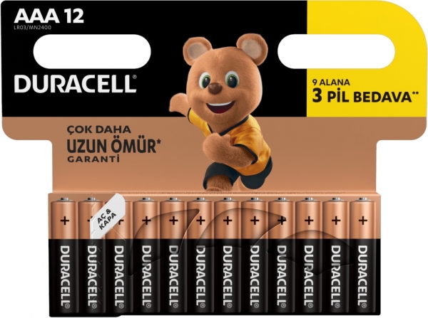 Duracell Basic AAA 12'li İnce Kalem Pil