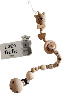 Coco Shoptr %100 Doğal Ahşap Ürünlerden Bebek Emzik Zinciri