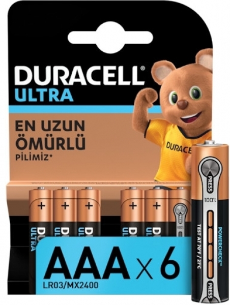 Duracell Ultra AAA 6'lı İnce Kalem Pil