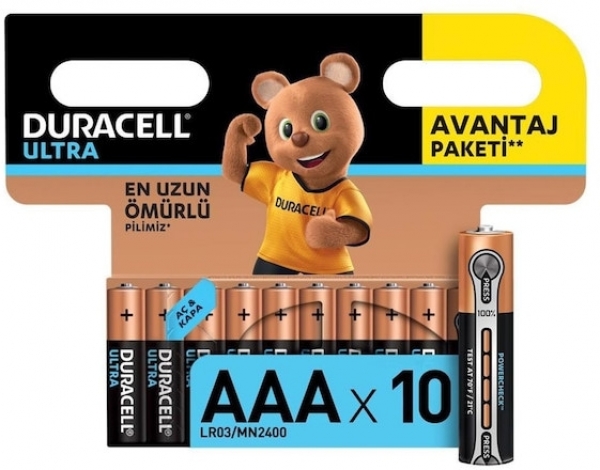 Duracell Ultra AAA 10'lu İnce Kalem Pil