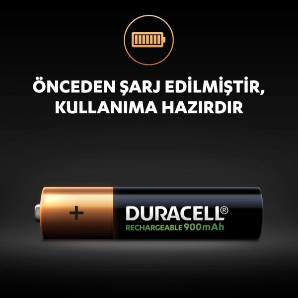 Duracell Şarj Edilebilir AAA 900 mAh 2'li İnce Kalem Pil