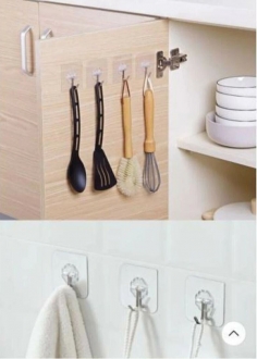4 Adet 6x6 cm Şeffaf Güçlü Kendinden Yapışkanlı Kapı Duvar Askısı