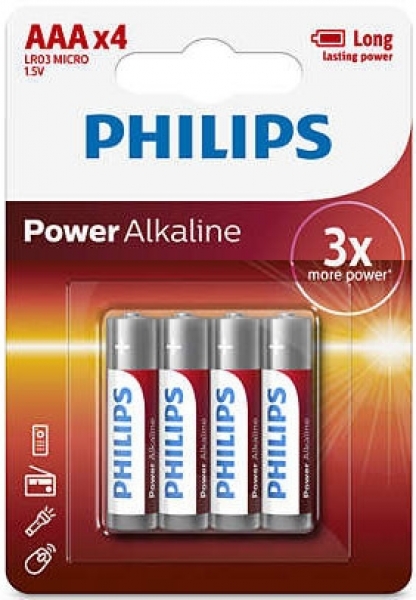 Philips Power Alkaline AAA 4'lü İnce Kalem Pil