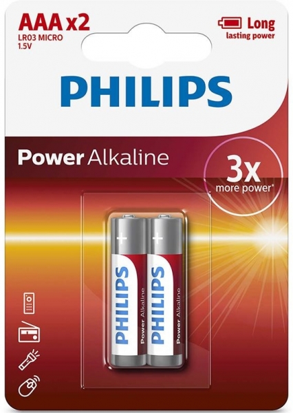 Philips Power Alkaline AAA 2'li İnce Kalem Pil