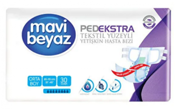 Mavi Beyaz Medium Pedextra 30 Adet