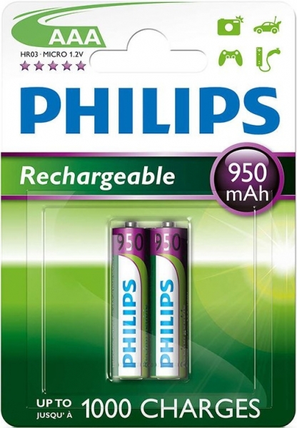 Philips Rechargeable AAA 950 mAh 2'li İnce Kalem Pil