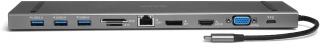 Dark USB 3.1 Type-C 11in1 Ethernet USB-C PD HDMI DP VGA Dönüştürücü