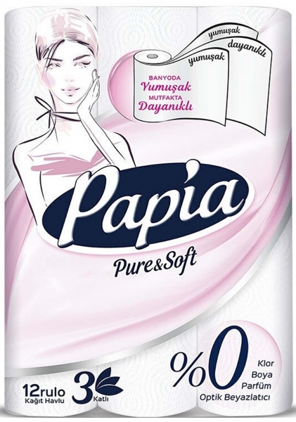 Papia Pure&Soft Kağıt Havlu 12 Rulo