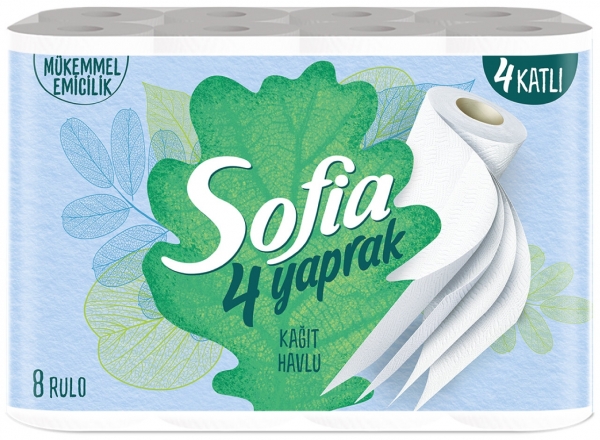 Sofia 4 Yaprak Kağıt Havlu 8 Rulo