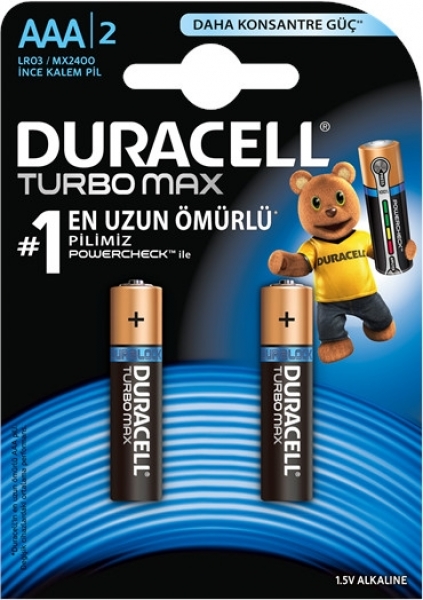 Duracell Turbo Max AAA 2'li İnce Kalem Pil