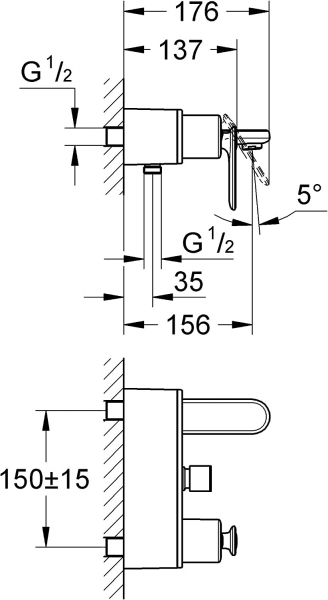 Grohe Veris 32195000 Banyo Bataryası