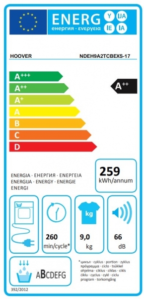 Hoover NDEH9A2TCBEXS-17 Isı Pompalı Kurutma Makinesi