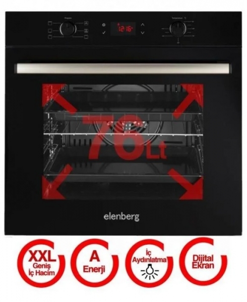 Elenberg ELB-627 Siyah Ankastre Fırın