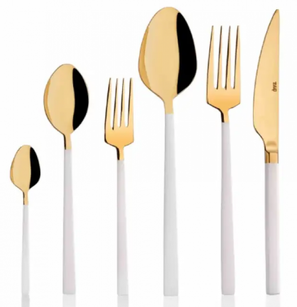 Taç Liatris Beyaz Gold 36 Parça Çatal Kaşık Bıçak Takımı