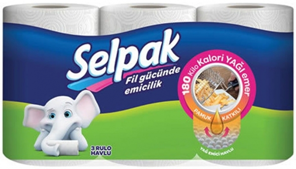 Selpak Yağ Emici Kağıt Havlu 3 Rulo