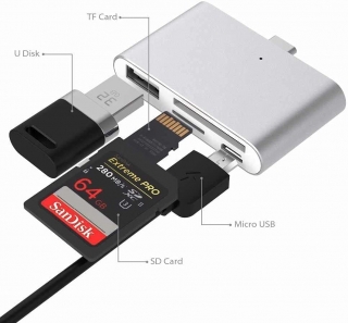 Alfais 4397 USB 3.1 Type-C to SD MicroSD USB-A Micro USB Dönüştürücü